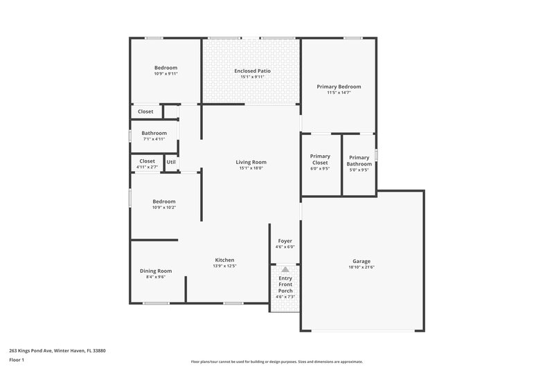 1,830/Mo, 263 Kings Pond Ave Winter Haven, FL 33880 Floor Plan View