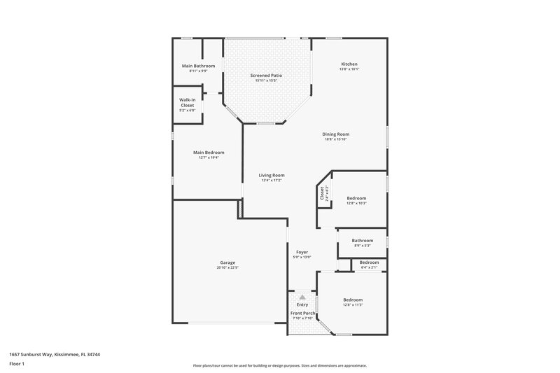 2,340/Mo, 1657 Sunburst Way Kissimmee, FL 34744 Floor Plan View