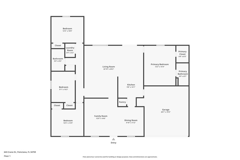 2,340/Mo, 643 Crane Dr Kissimmee, FL 34759 Floor Plan View