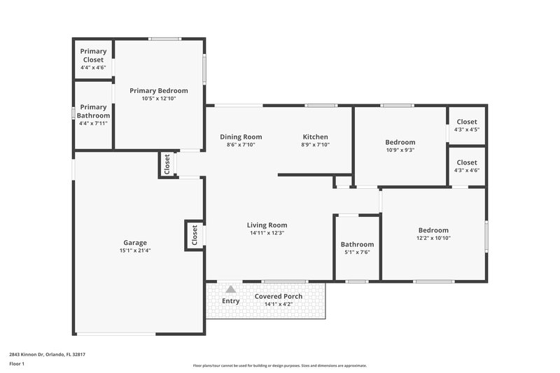 2,000/Mo, 2843 Kinnon Dr Orlando, FL 32817 Floor Plan View
