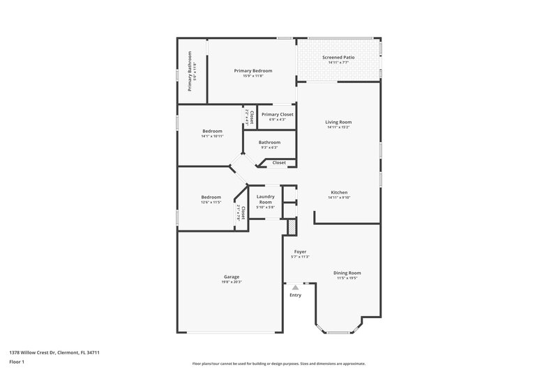 2,170/Mo, 1378 Willow Crest Dr Clermont, FL 34711 Floor Plan View