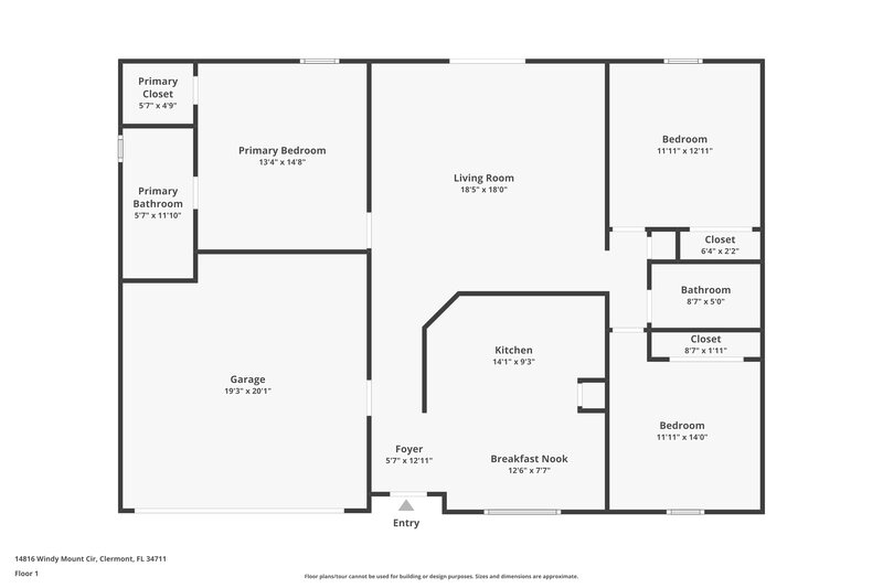 1,875/Mo, 14816 Windy Mount Cir Clermont, FL 34711 Floor Plan View