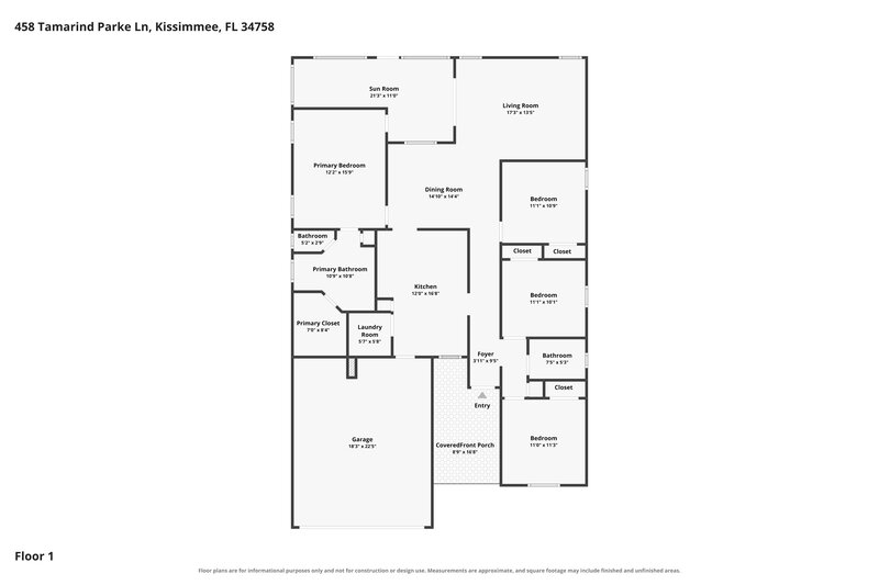 2,050/Mo, 458 Tamarind Parke Ln Kissimmee, FL 34758 Floor Plan View