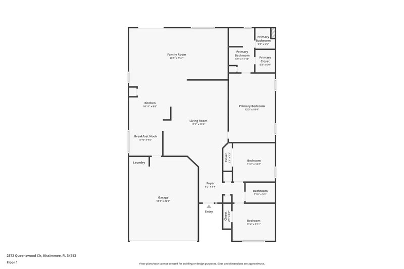 2,210/Mo, 2372 Queenswood Cir Kissimmee, FL 34743 Floor Plan View