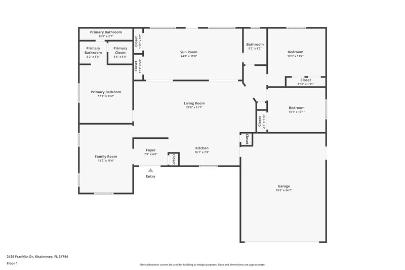 2,115/Mo, 2429 Franklin Dr Kissimmee, FL 34744 Floor Plan View