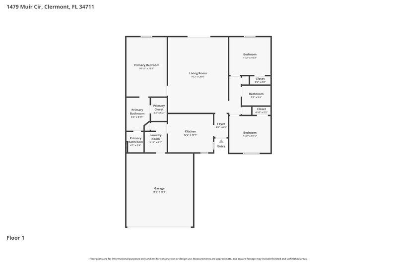 2,155/Mo, 1479 Muir Cir Clermont, FL 34711 Floor Plan View