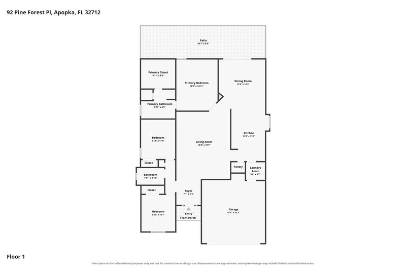 2,220/Mo, 92 Pine Forest Pl Apopka, FL 32712 Floor Plan View