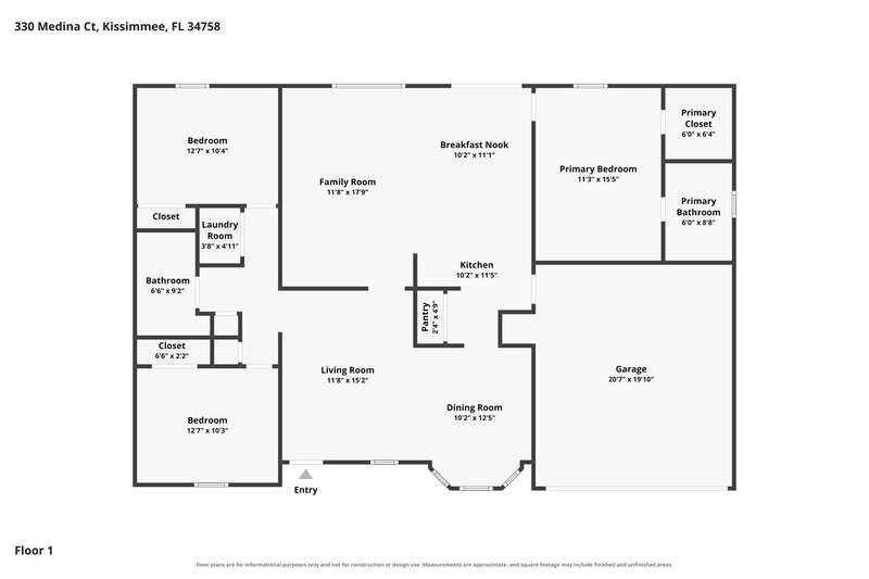 1,865/Mo, 330 Medina Ct Kissimmee, FL 34758 Floor Plan View
