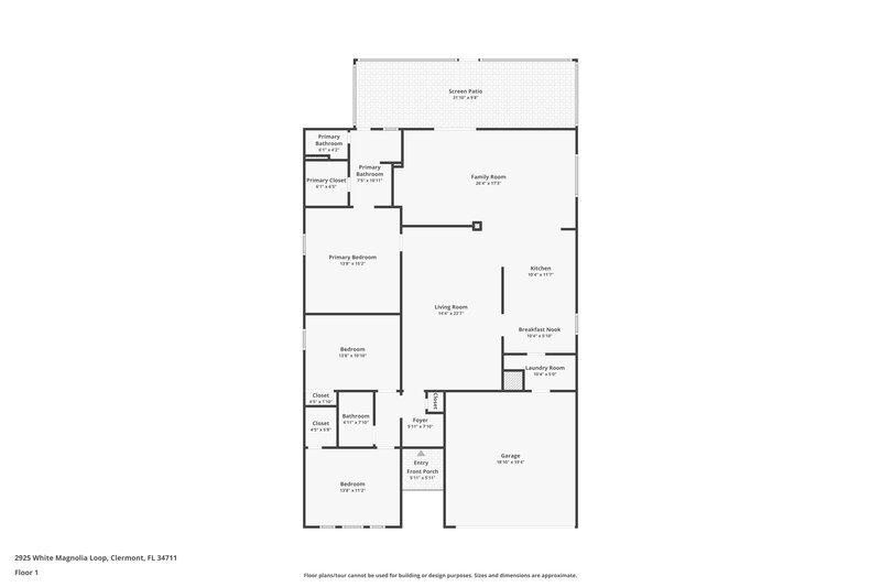 2,070/Mo, 2925 White Magnolia Loop Clermont, FL 34711 Floor Plan View