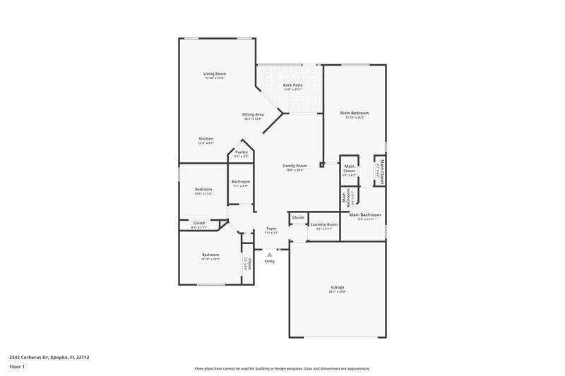 2,350/Mo, 2342 Cerberus Dr Apopka, FL 32712 Floor Plan View