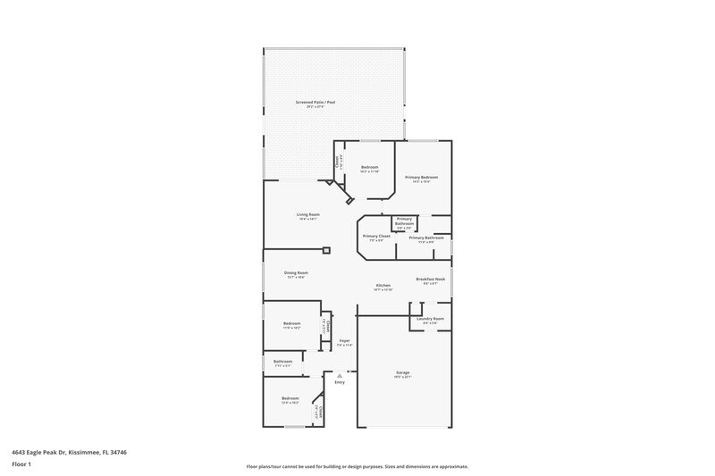 2,195/Mo, 4643 Eagle Peak Dr Kissimmee, FL 34746 Floor Plan View