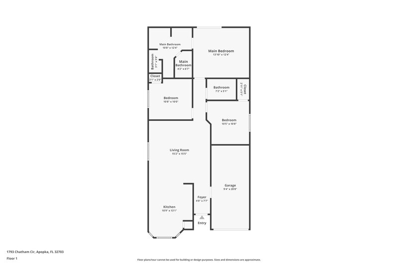 1,920/Mo, 1793 Chatham Cir Apopka, FL 32703 Floor Plan View