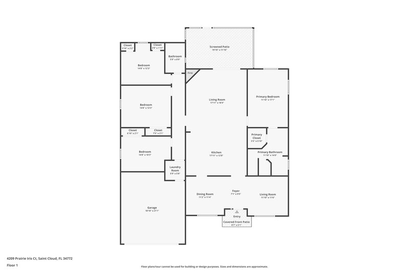 2,460/Mo, 4209 Prairie Iris Ct Saint Cloud, FL 34772 Floor Plan View