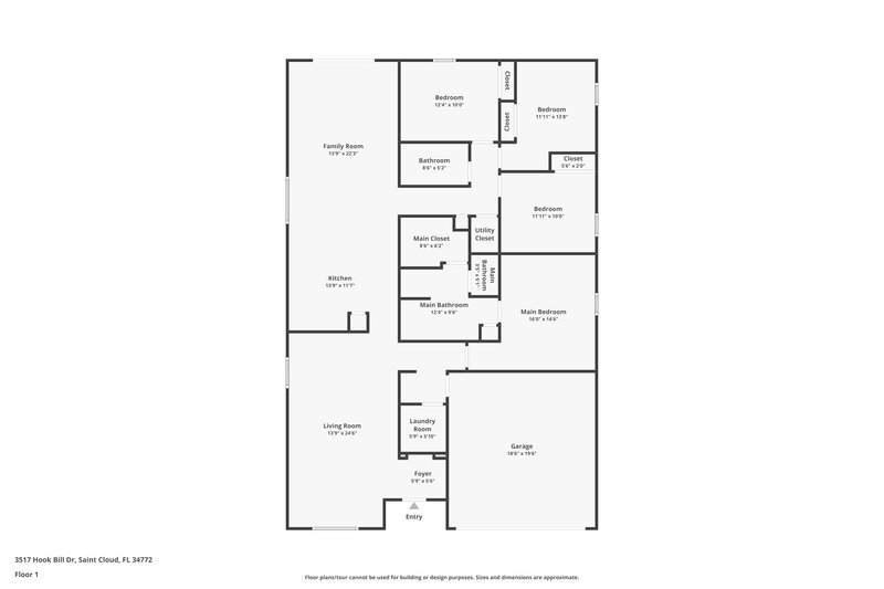 2,080/Mo, 3517 Hook Bill Dr Saint Cloud, FL 34772 Floor Plan View