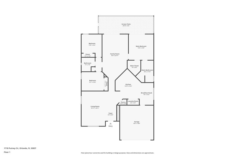 2,545/Mo, 1718 Putney Cir Orlando, FL 32837 Floor Plan View