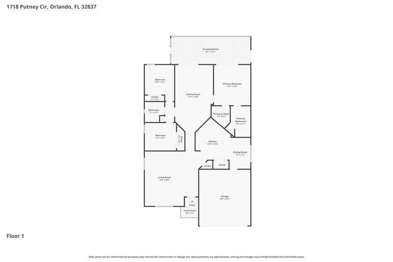 2,430/Mo, 1718 Putney Cir Orlando, FL 32837 Floor Plan View
