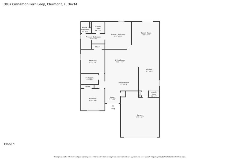 2,225/Mo, 3837 Cinnamon Fern Loop Clermont, FL 34714 Floor Plan View
