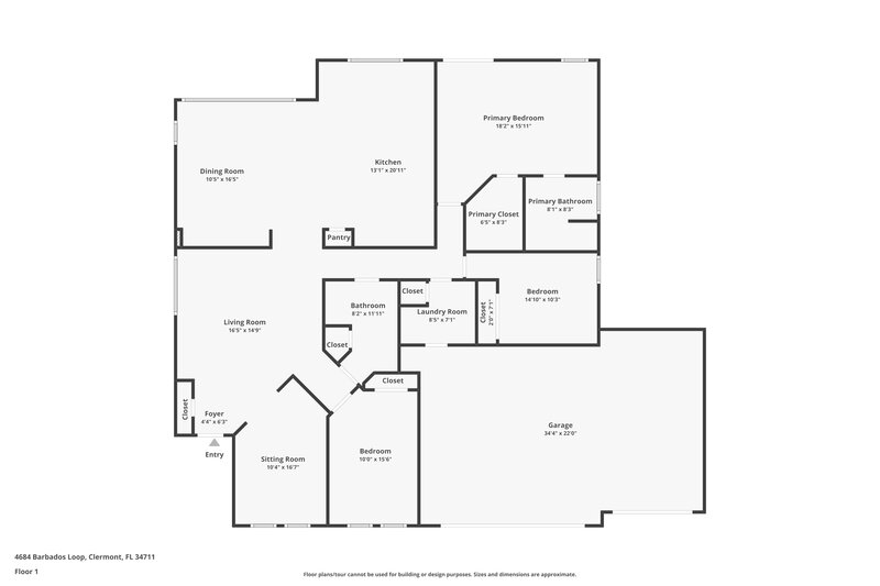 2,300/Mo, 4684 Barbados Loop Clermont, FL 34711 Floor Plan View