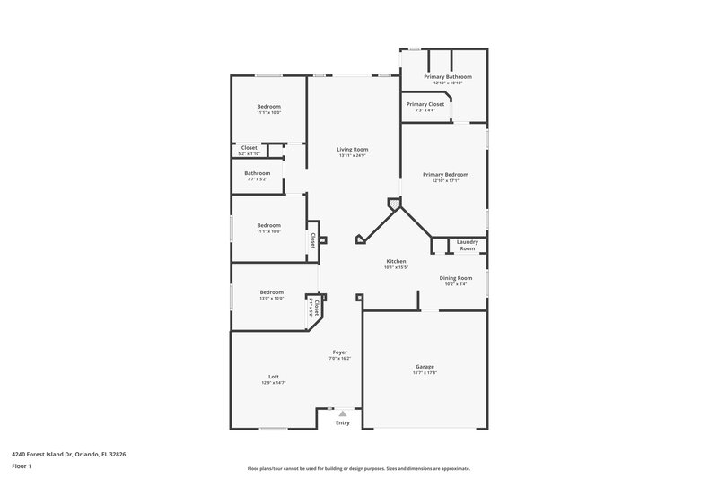 2,330/Mo, 4240 Forest Island Drive Orlando, FL 32826 Floor Plan View