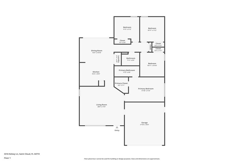 1,960/Mo, 3316 Kelsey Ln Saint Cloud, FL 34772 Floor Plan View