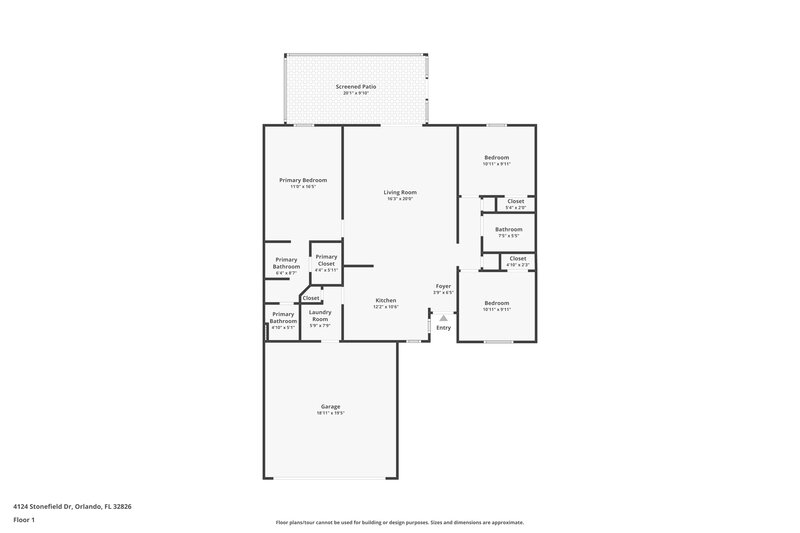 2,050/Mo, 4124 Stonefield Dr Orlando, FL 32826 Floor Plan View
