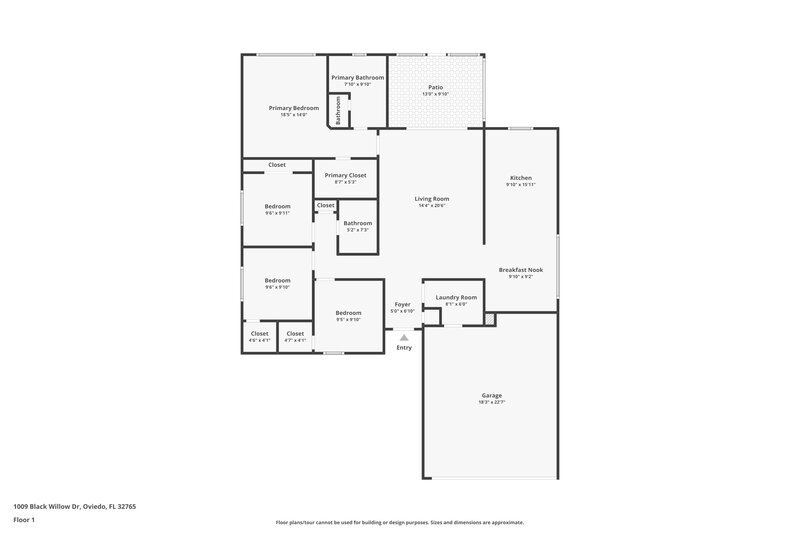 2,240/Mo, 1009 Black Willow Dr Oviedo, FL 32765 Floor Plan View