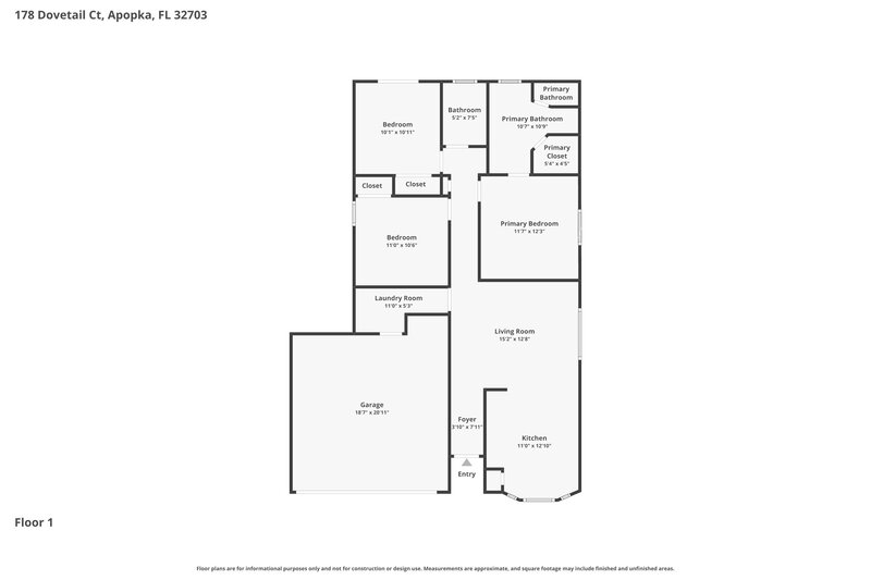 2,150/Mo, 178 Dovetail Ct Apopka, FL 32703 Floor Plan View