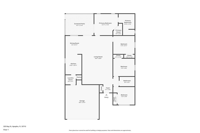 2,185/Mo, 325 Bay St Apopka, FL 32712 Floor Plan View