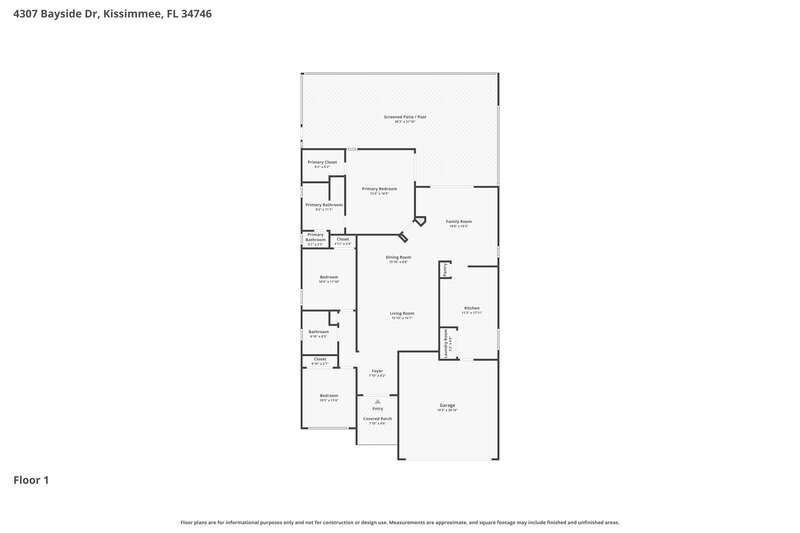 2,395/Mo, 4307 Bayside Dr Kissimmee, FL 34746 Floor Plan View