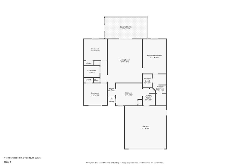 2,175/Mo, 14508 Lycastle Cir Orlando, FL 32826 Floor Plan View