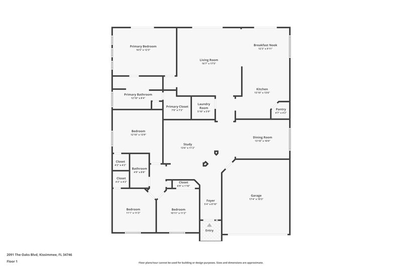 2,165/Mo, 2091 The Oaks Blvd Kissimmee, FL 34746 Floor Plan View