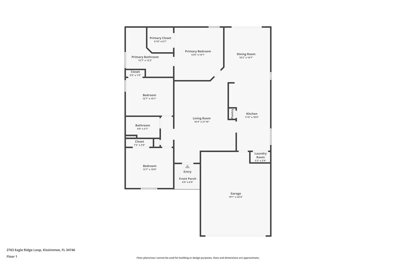 2,170/Mo, 2763 Eagle Ridge Loop Kissimmee, FL 34746 Floor Plan View