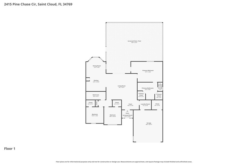 2,565/Mo, 2415 Pine Chase Circle Saint Cloud, FL 34769 Floor Plan View