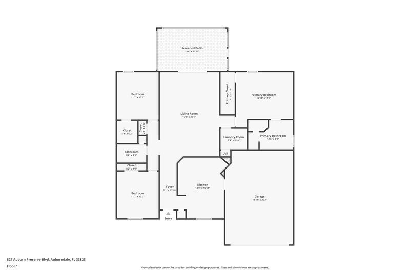 1,850/Mo, 827 Auburn Preserve Blvd Auburndale, FL 33823 Floor Plan View