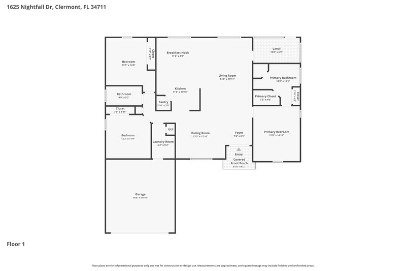 2,340/Mo, 1625 Nightfall Dr Clermont, FL 34711 Floor Plan View