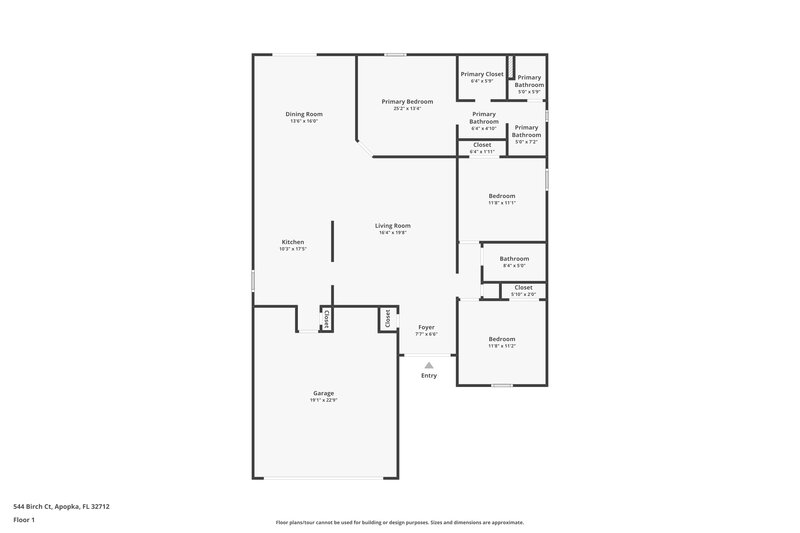 2,060/Mo, 544 Birch Ct Apopka, FL 32712 Floor Plan View