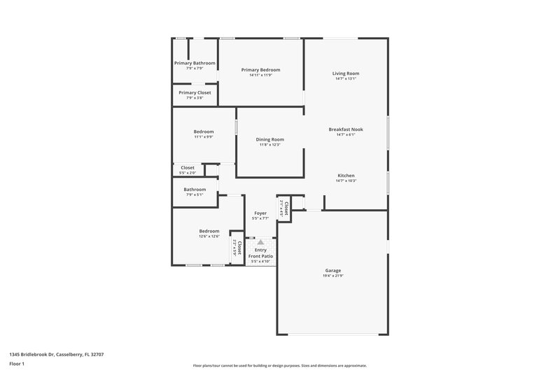 0/Mo, 1345 Bridlebrook Drive Casselberry, FL 32707 Floor Plan View