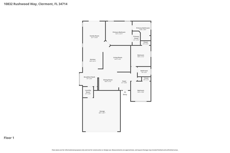 2,170/Mo, 10832 Rushwood Way Clermont, FL 34714 Floor Plan View