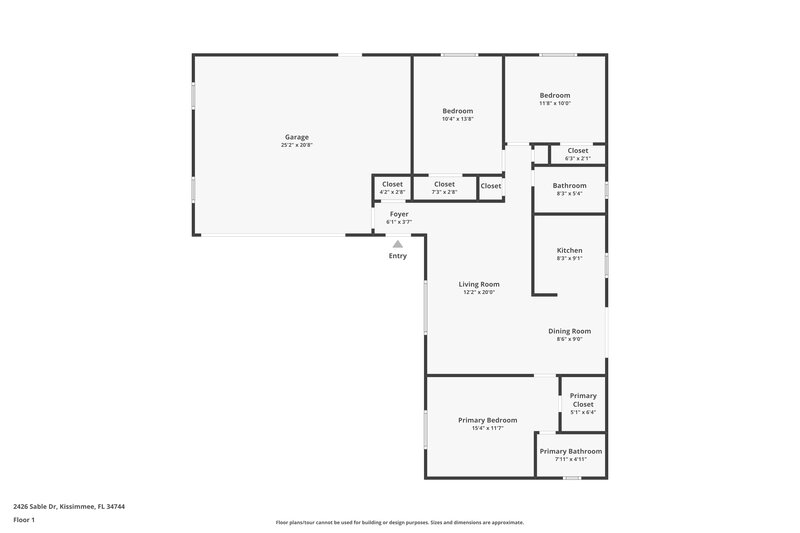 2,020/Mo, 2426 Sable Dr Kissimmee, FL 34744 Floorplan View
