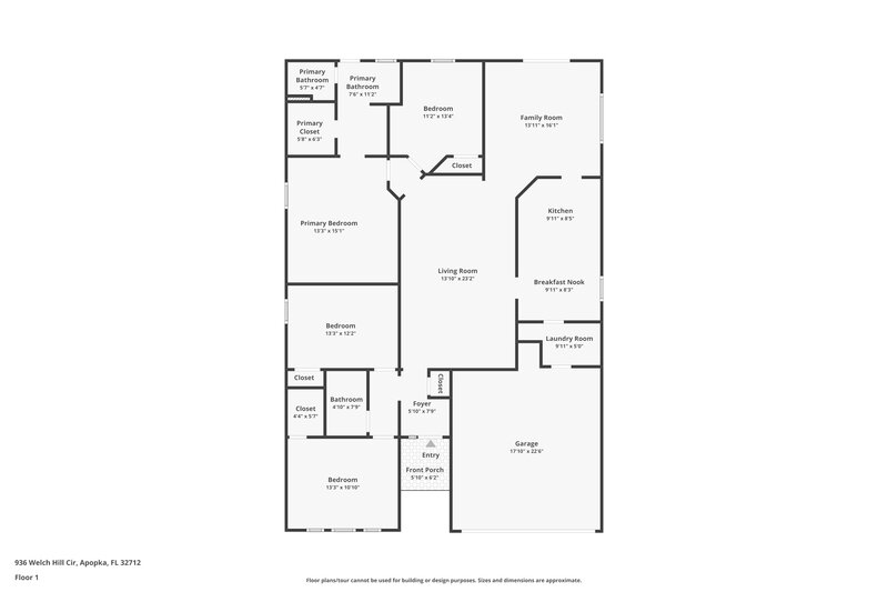 2,340/Mo, 936 Welch Hill Circle Apopka, FL 32712 Floor Plan View