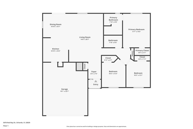 2,295/Mo, 5070 Red Bay Drive Orlando, FL 32829 Floor Plan View