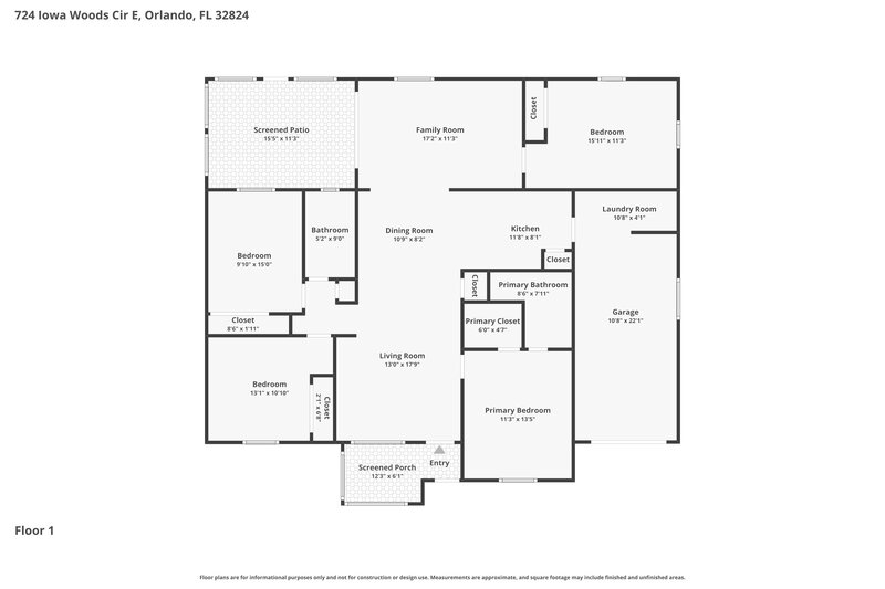 2,210/Mo, 724 Iowa Woods Cir E Orlando, FL 32824 Floor Plan View