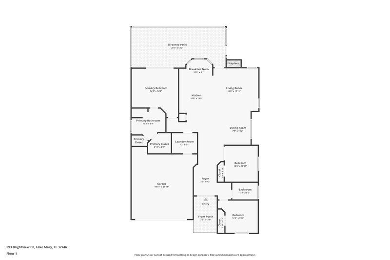 2,095/Mo, 593 Brightview Drive Lake Mary, FL 32746 Floor Plan View
