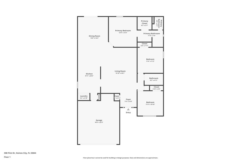 1,900/Mo, 308 Flint Street Haines City, FL 33844 Floor Plan View
