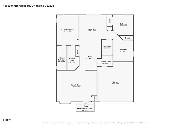 2,375/Mo, 12609 Whiterapids Drive Orlando, FL 32828 Floor Plan View