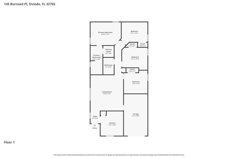 2,215/Mo, 145 Burnsed Place Oviedo, FL 32765 Floor Plan View
