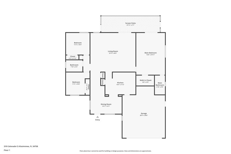 1,770/Mo, 319 Colonade Court Poinciana, FL 34758 Floor Plan View