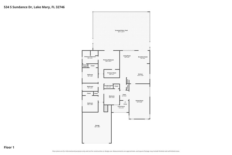 2,680/Mo, 534 S Sundance Drive Lake Mary, FL 32746 Floor Plan View
