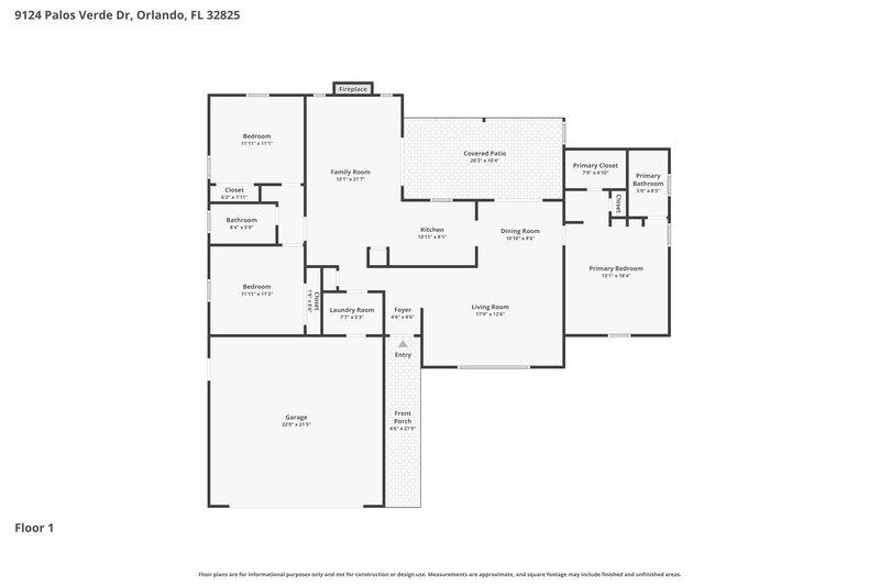 2,405/Mo, 9124 Palos Verde Drive Orlando, FL 32825 Floor Plan View