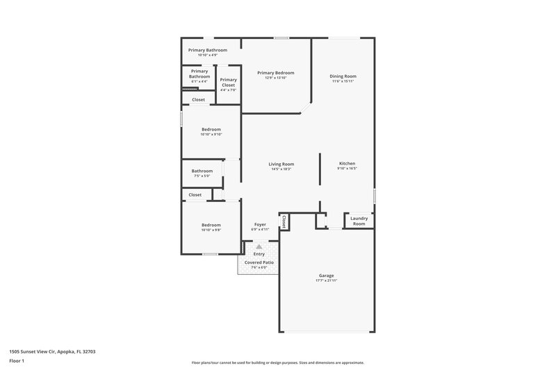 1,955/Mo, 1505 Sunset View Circle Apopka, FL 32703 Floor Plan View